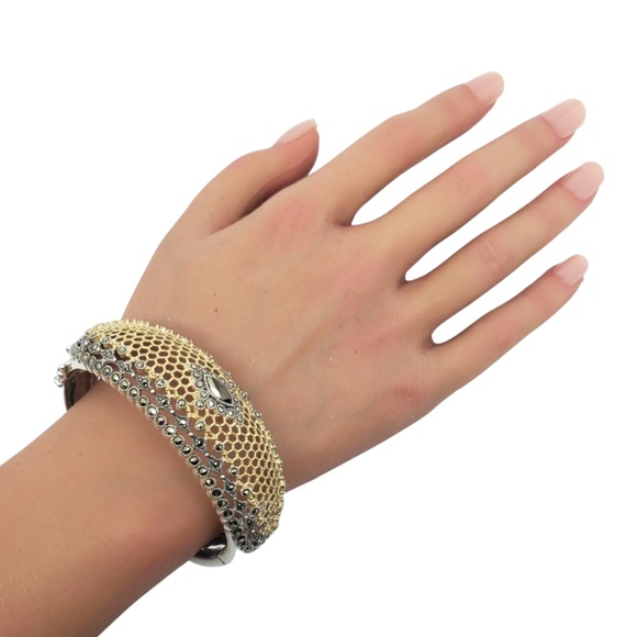 Judith Jack Sterling Silver & Gold-Tone Marcasite Bangle Bracelet #21222 - Picture 13 of 13
